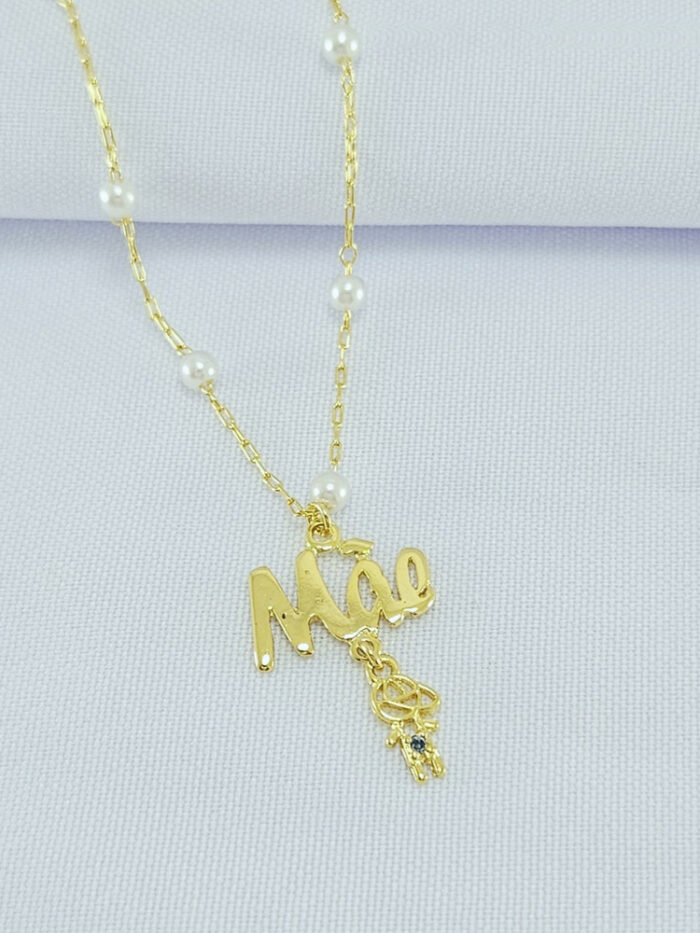 Gargantilha pérola nome Mãe detalhe 1 filho