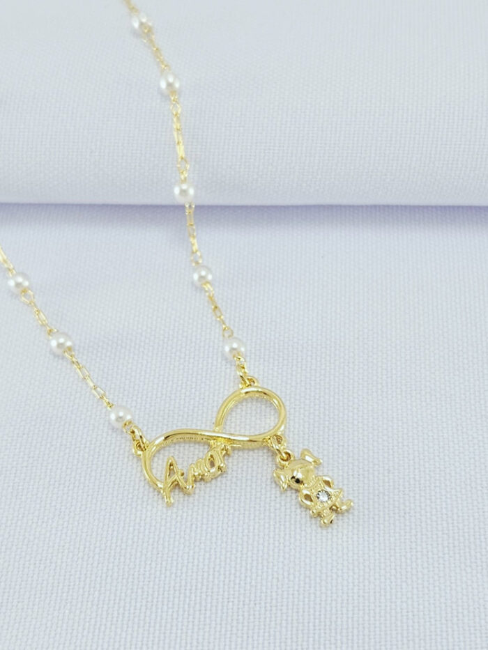 Gargantilha pérola símbolo do infinito 1 filha