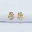 Brinco base flor com pedras cristais