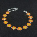 Pulseira flor pétalas laranja