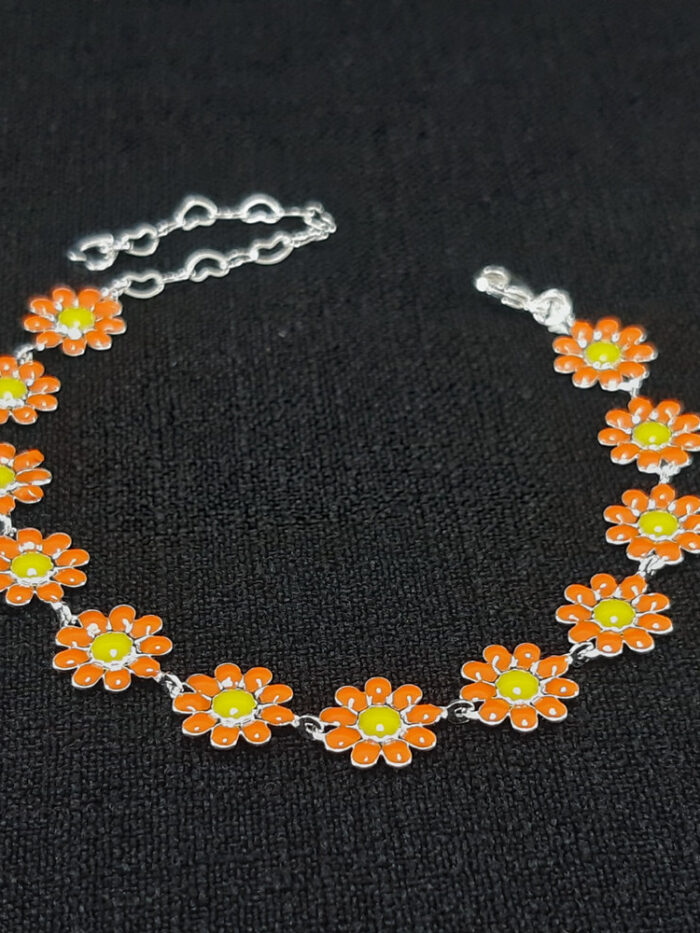 Pulseira flor pétalas laranja